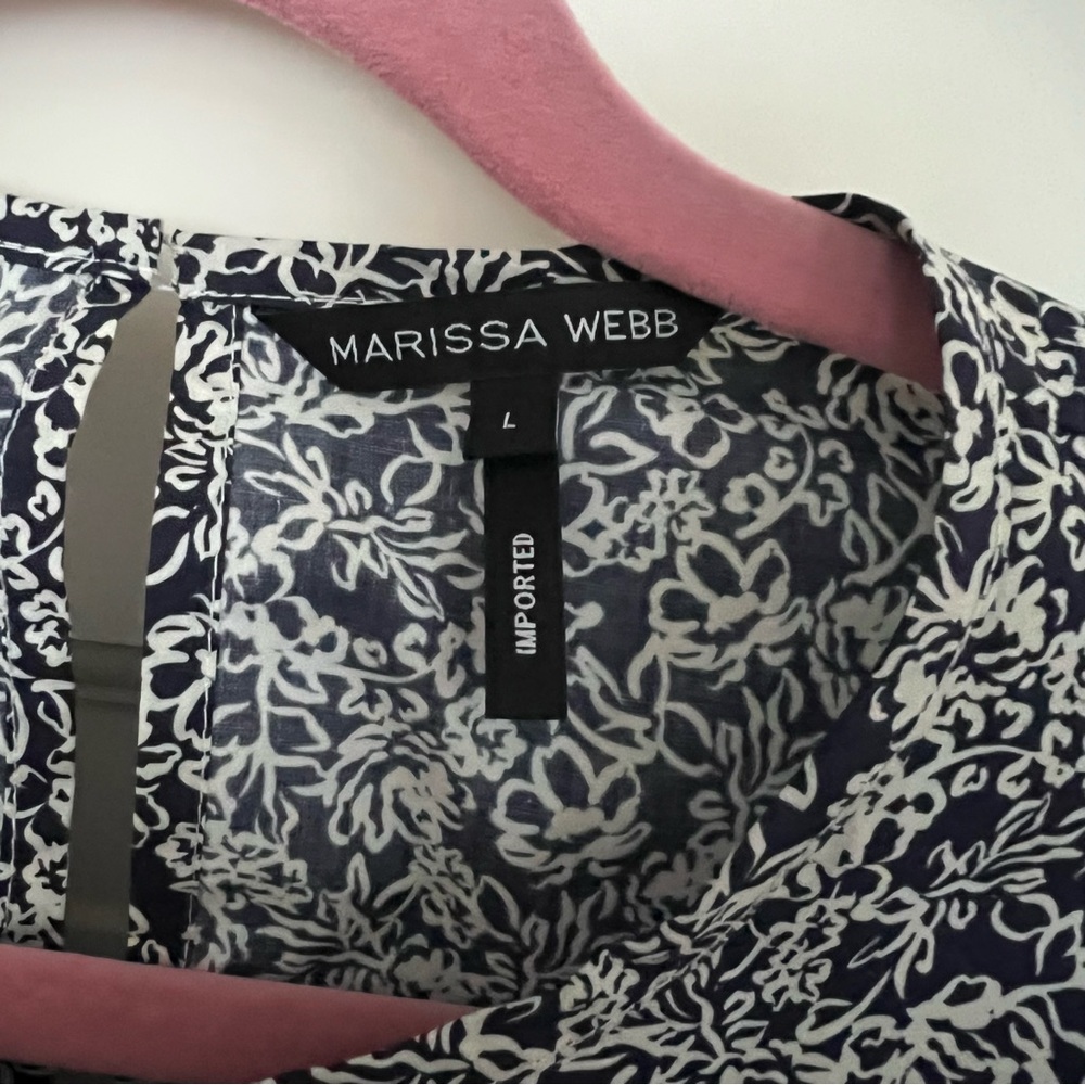 Marissa Webb Priya cut out floral print blouse navy white Large - Picture 6 of 8